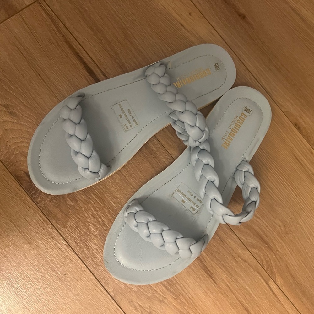 Blue Braided Slide Sandals with Cushioned Footbed